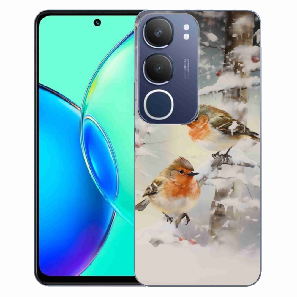 Gélový kryt mmCase na Vivo Y19s - vtáčiky v zime