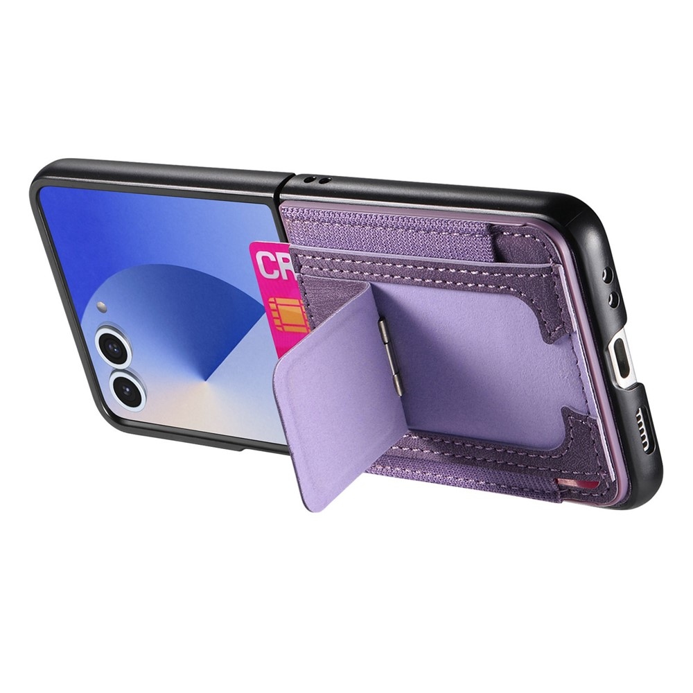 Luxurious plastový kryt s umelou kožou na Samsung Galaxy Z Flip7 5G - fialový