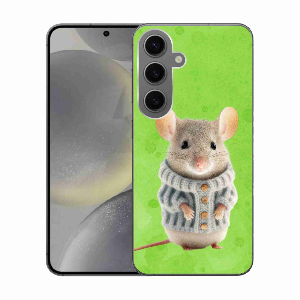 Gélový kryt mmCase na Samsung Galaxy S24 - myška vo svetri