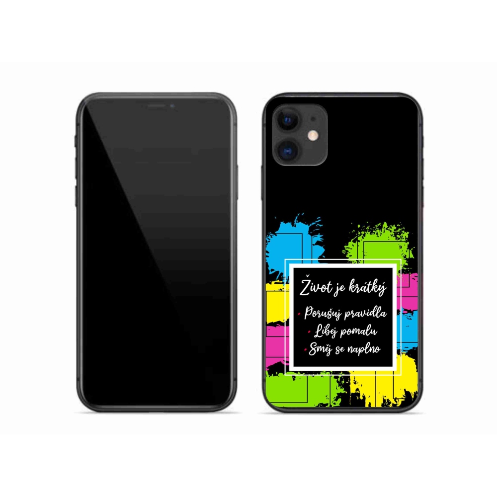 Gélový kryt mmCase na iPhone 11 - citát 5 čierne pozadie