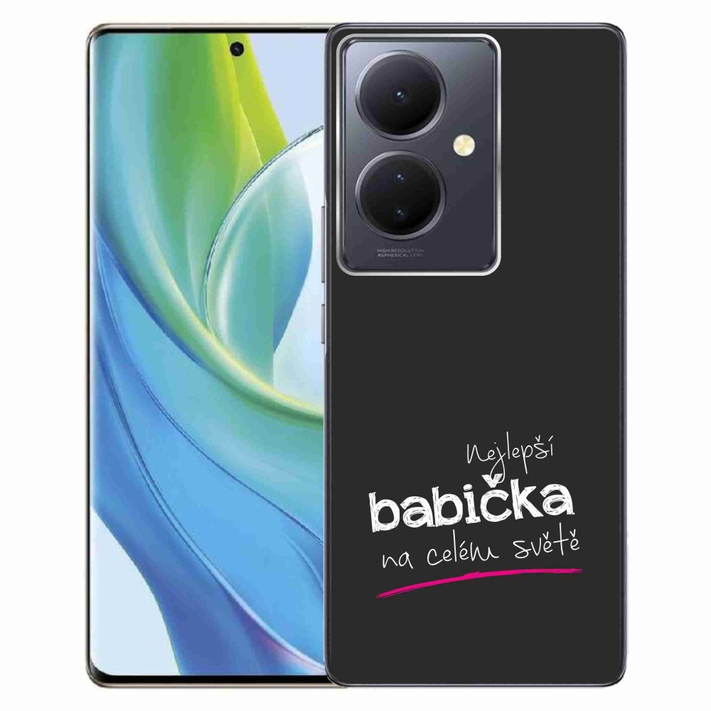 Gélový kryt mmCase na Vivo V29 Lite 5G - najlepšia babička 4 čierne pozadie