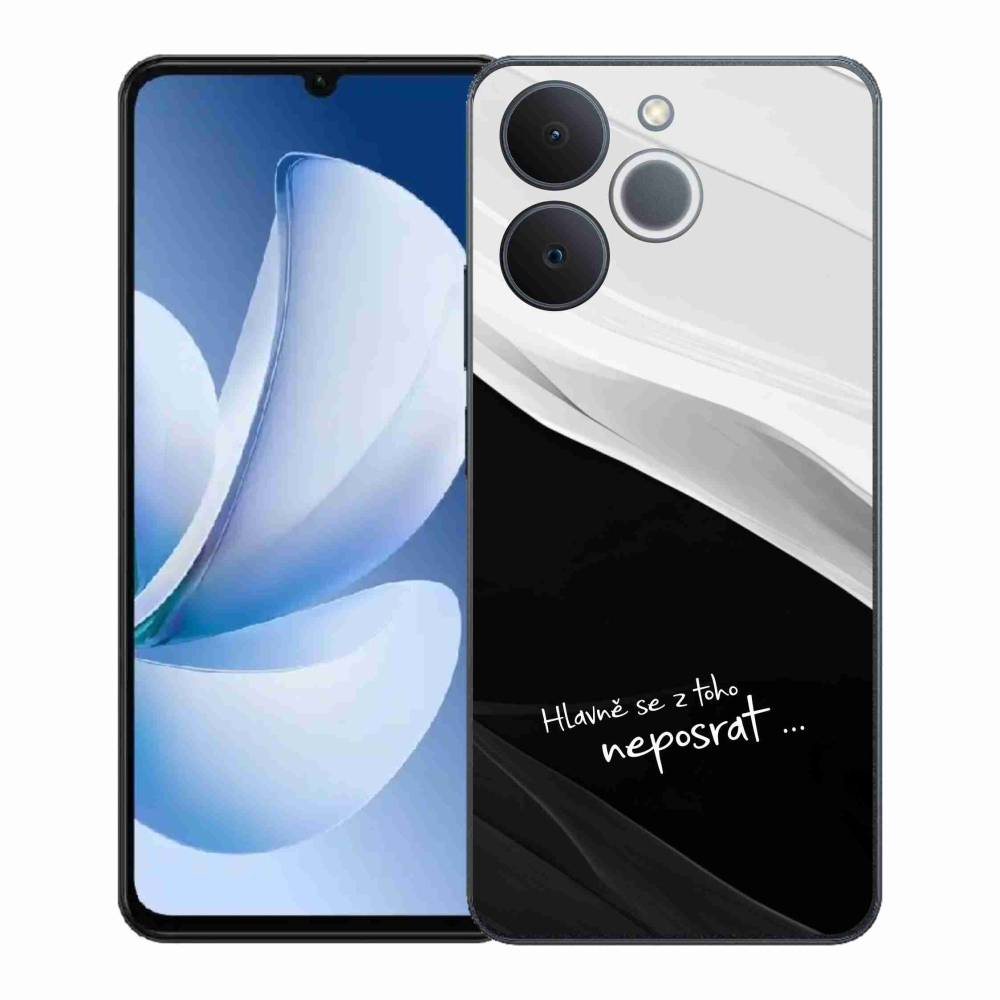 Gélový kryt mmCase na Realme Note 70T - vtipný text 13 čiernobiele pozadie