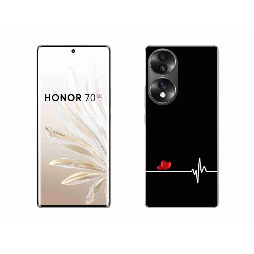 Gélový kryt mmCase na Honor 70 - srdce a tep čierne pozadie