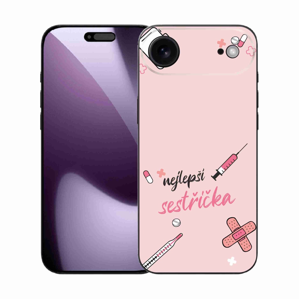 Gélový kryt mmCase na iPhone 17 Air - najlepšia sestrička ružové pozadie