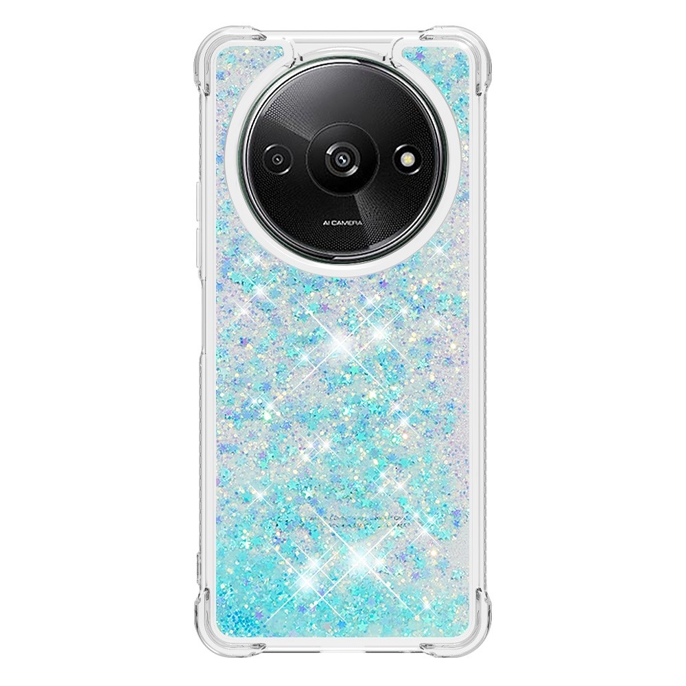 Glitter gélový presýpací obal na Xiaomi Redmi A3 - modrý/hviezdičky