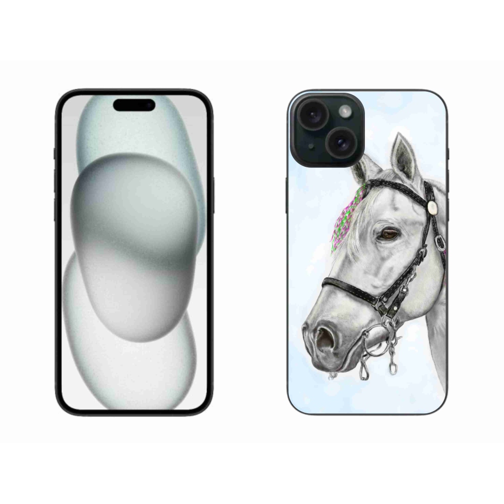 Gélový kryt mmCase na iPhone 15 Plus - biely kôň 1
