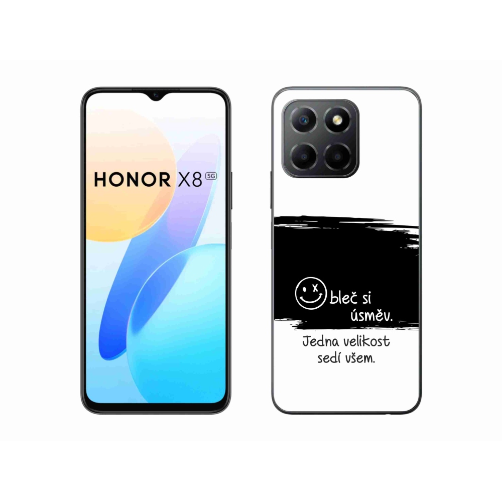 Gélový kryt mmCase na Honor X8 5G/Honor 70 Lite 5G - vtipný text 8 čiernobiele pozadie