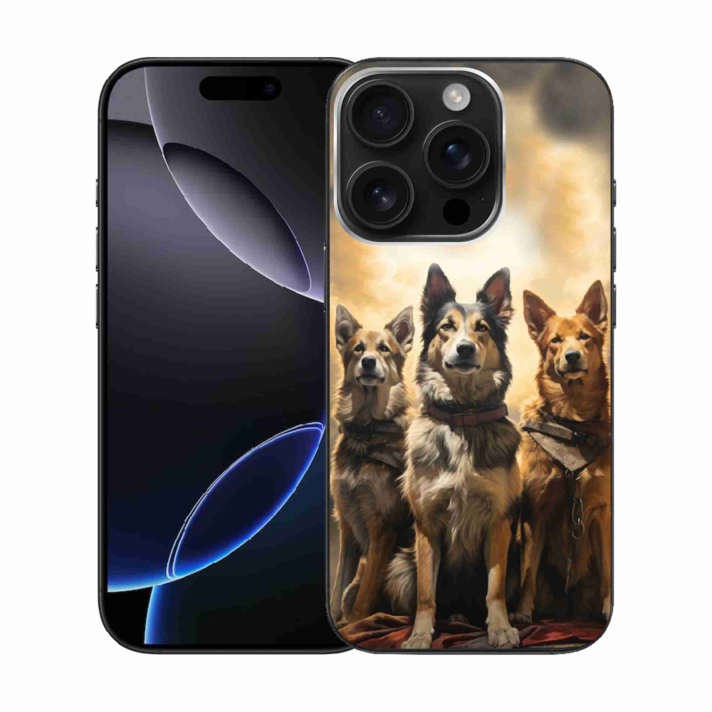 Gélový kryt mmCase na iPhone 16 Pro - tri psy