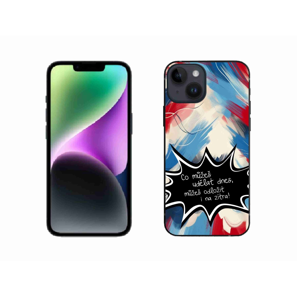 Gélový kryt mmCase na iPhone 14 - vtipný text 9 čierne pozadie