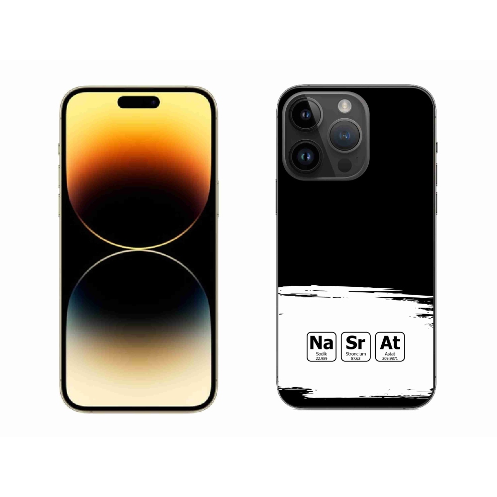 Gélový kryt mmCase na iPhone 14 Pro Max 6.7 - chemické prvky bieločierne pozadie