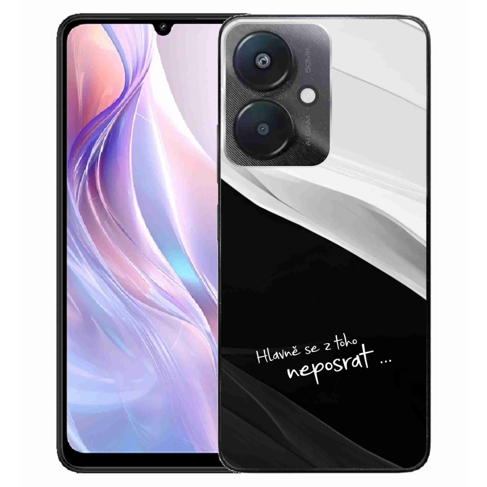 Gélový kryt mmCase na Xiaomi Redmi 13C 5G - vtipný text 13 čiernobiele pozadie