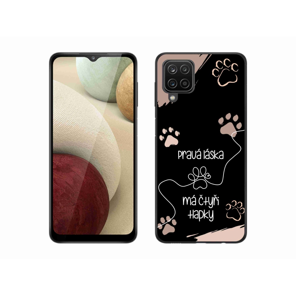Gélový kryt mmCase na Samsung Galaxy A12 - psí motív 1 čierne pozadie