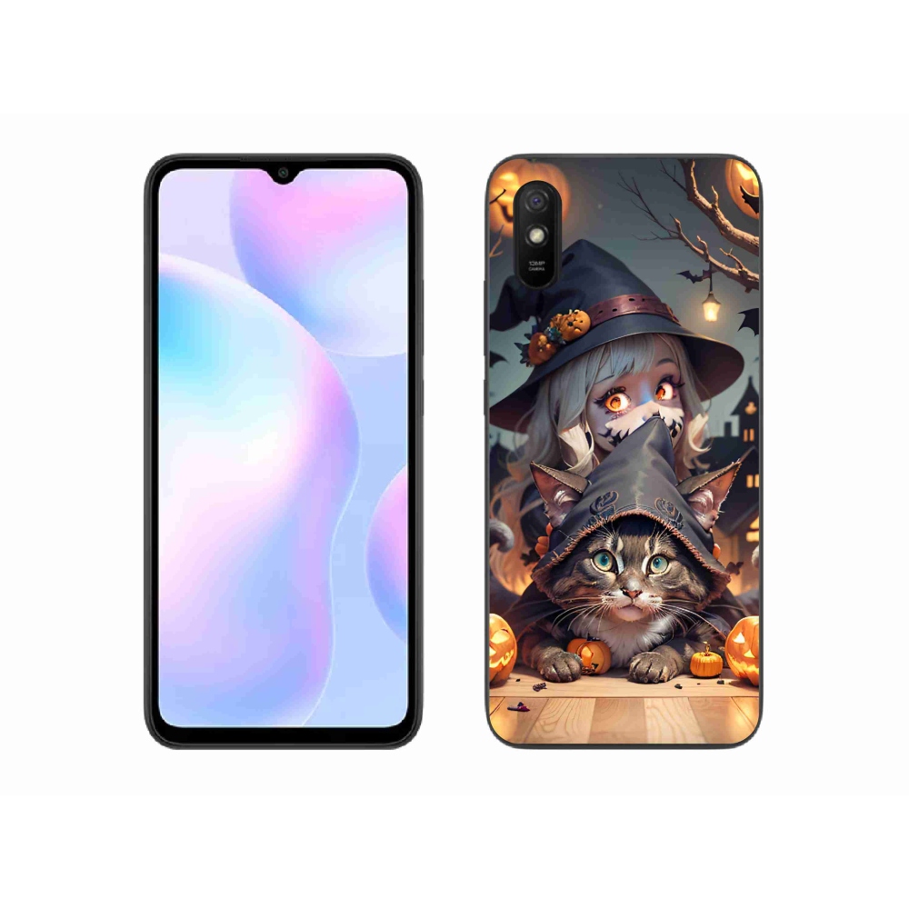 Gélový kryt mmCase na Xiaomi Redmi 9AT - čarodejnica s mačkou