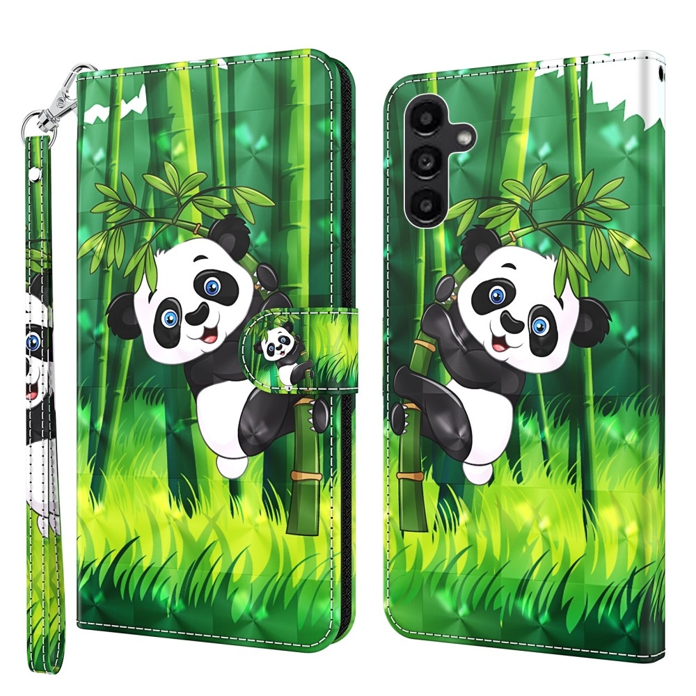 Print knižkové púzdro na Samsung Galaxy A15 4G/5G - panda na bambuse