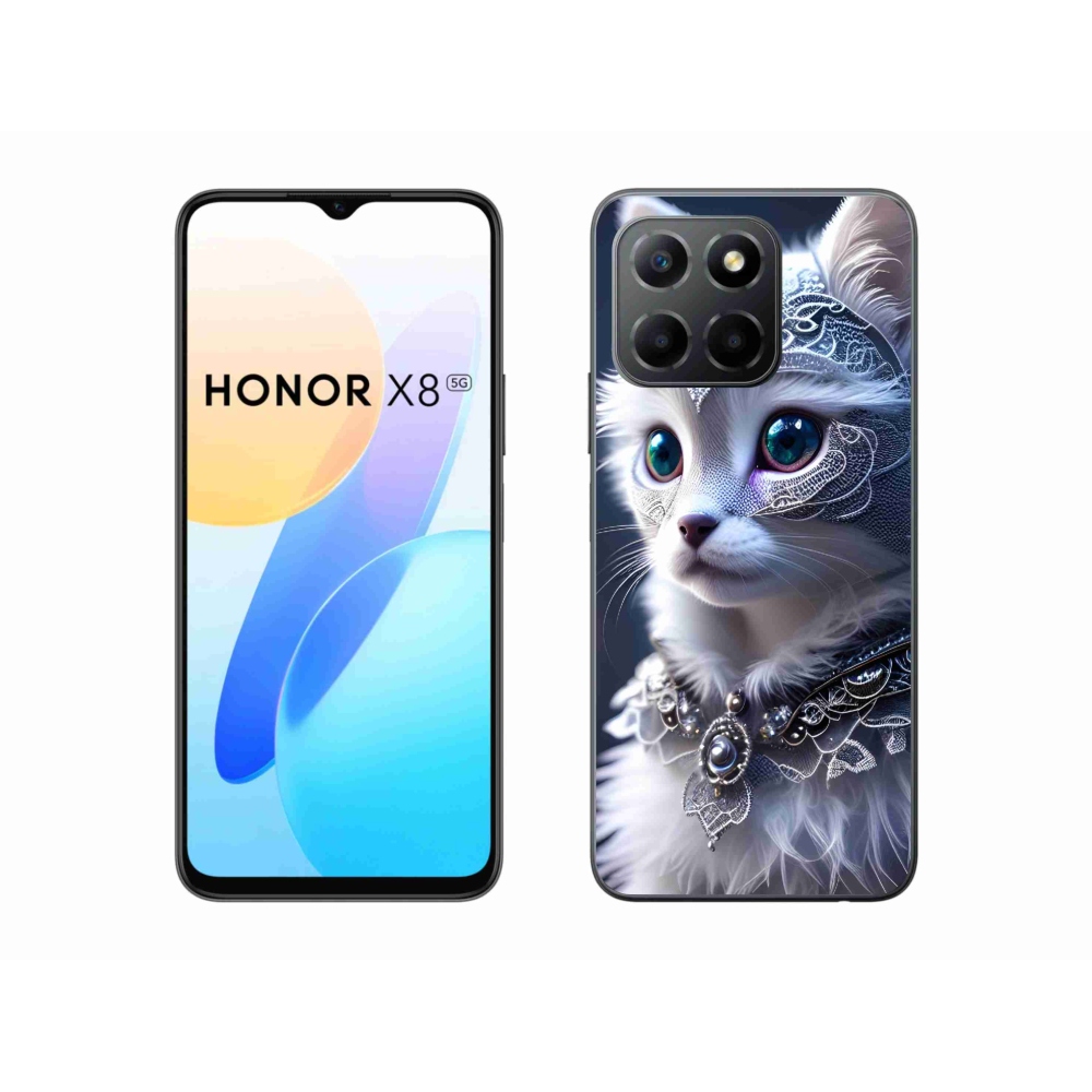 Gélový kryt mmCase na Honor X8 5G - biela mačka