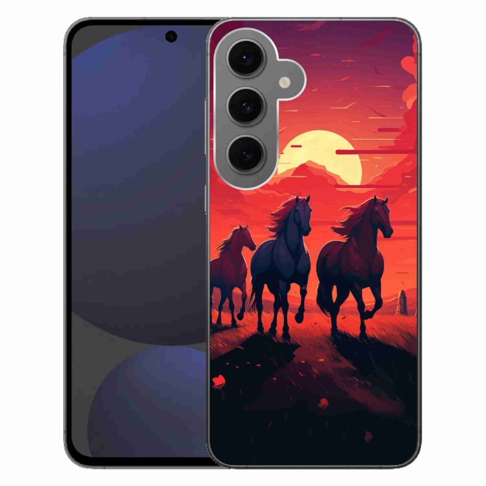 Gélový kryt mmCase na Samsung Galaxy S24 FE - kone a západ slnka
