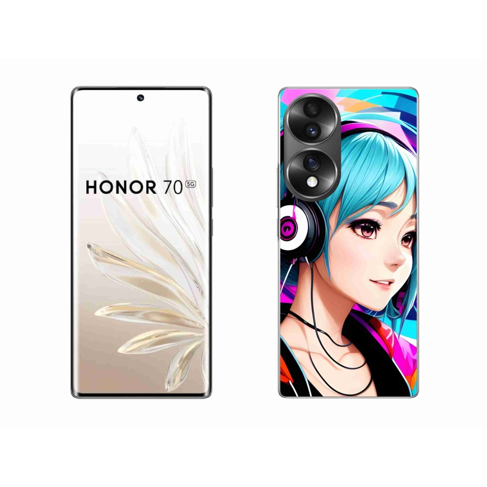 Gélový kryt mmCase na Honor 70 - dievča so slúchadlami