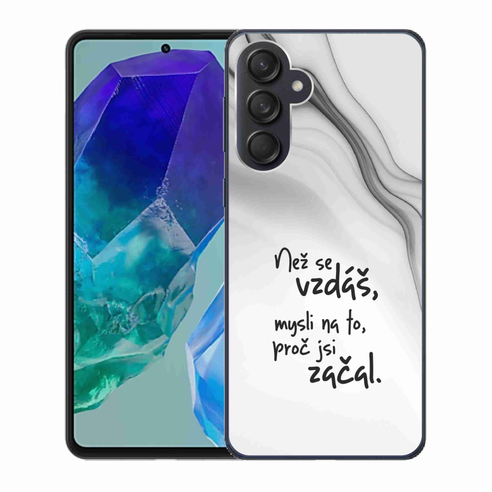 Gélový kryt mmCase na Samsung Galaxy M55 5G - citát 2 biele pozadie