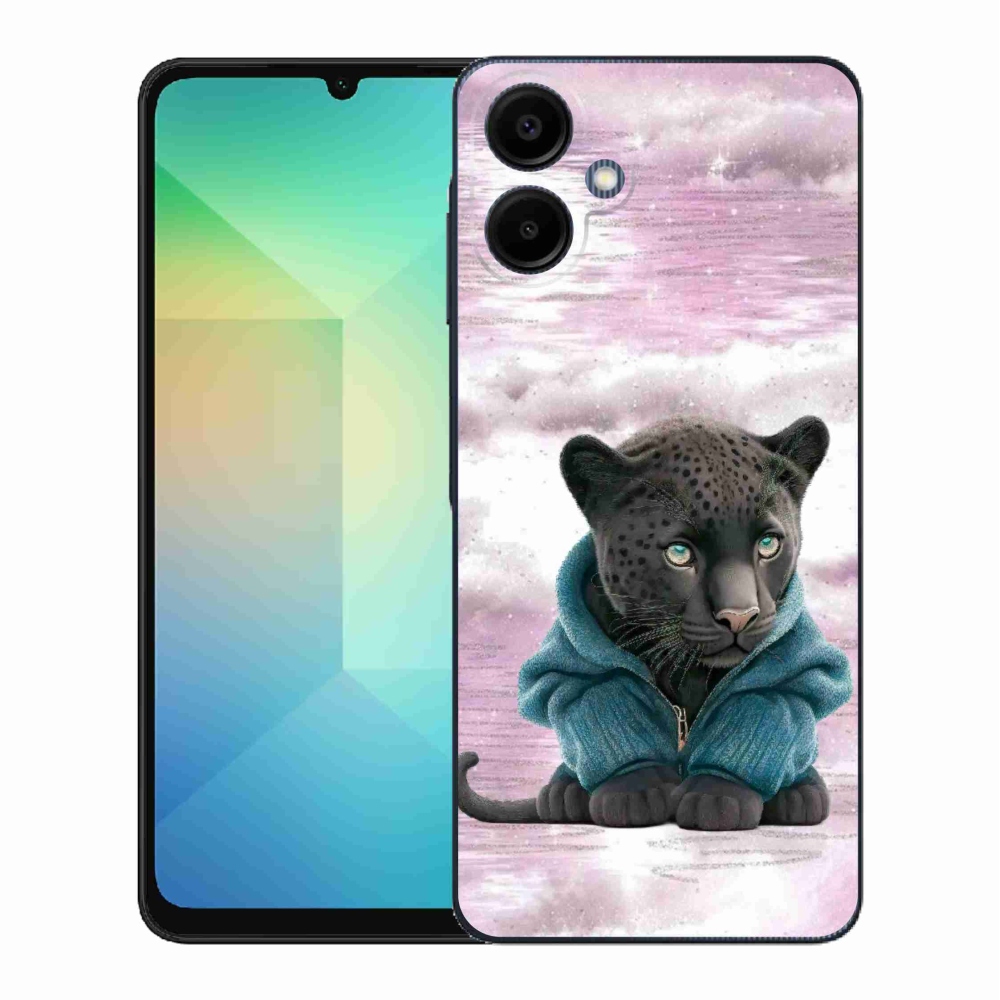Gélový kryt mmCase na Samsung Galaxy A06 4G - čierny panter vo svetri
