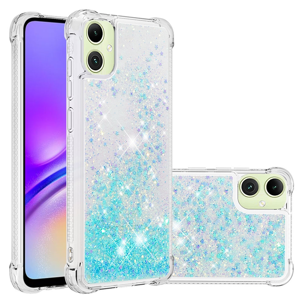 Glitter presýpacie gélový obal na Samsung Galaxy A07 4G - modrý/hviezdičky
