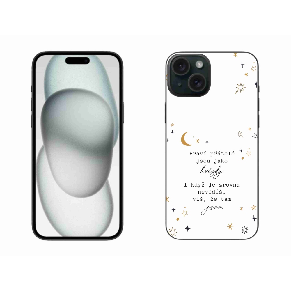 Gélový kryt mmCase na iPhone 15 Plus - citát 6 biele pozadie