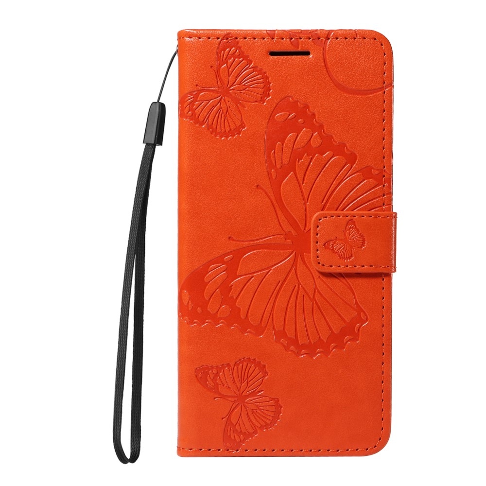 Big Butterfly knižkové púzdro na Xiaomi Redmi Note 14 - oranžové