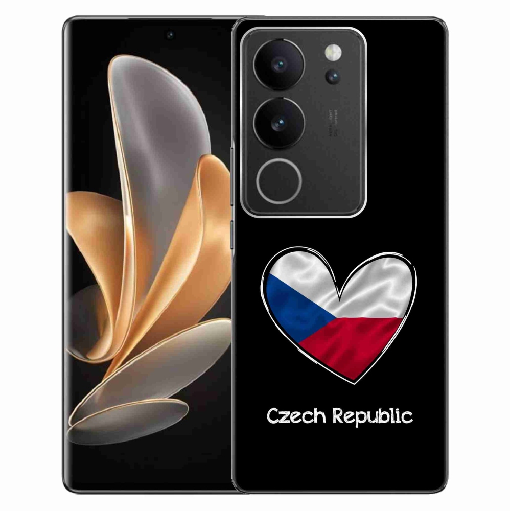Gélový kryt mmCase na Vivo V29 5G - vlajka srdca čierne pozadie