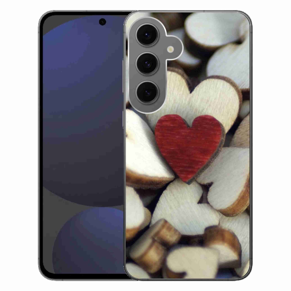 Gélový kryt mmCase na Samsung Galaxy S24 FE - gravírované červené srdce