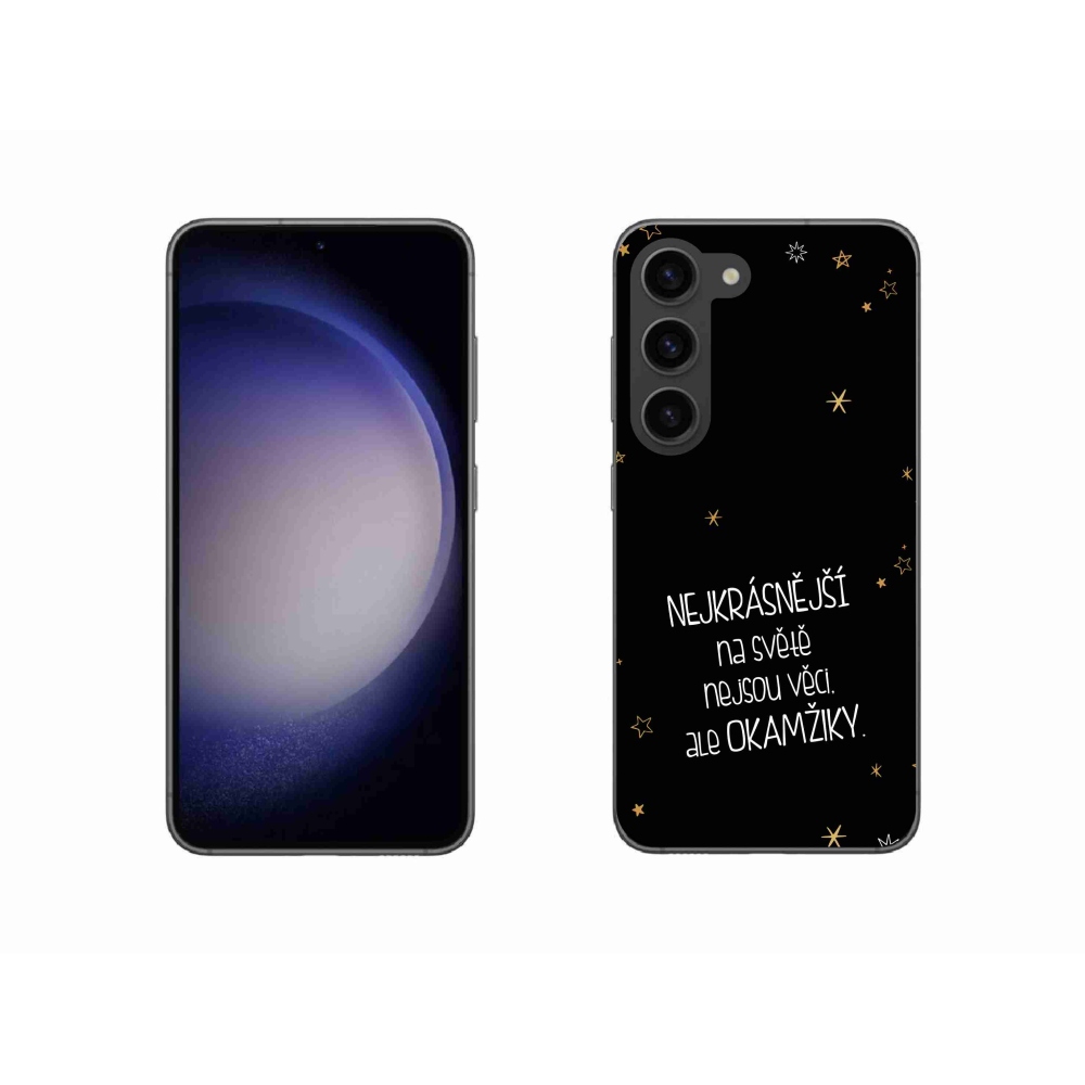 Gélový kryt mmCase na Samsung Galaxy S23 5G - citát 4 čierne pozadie