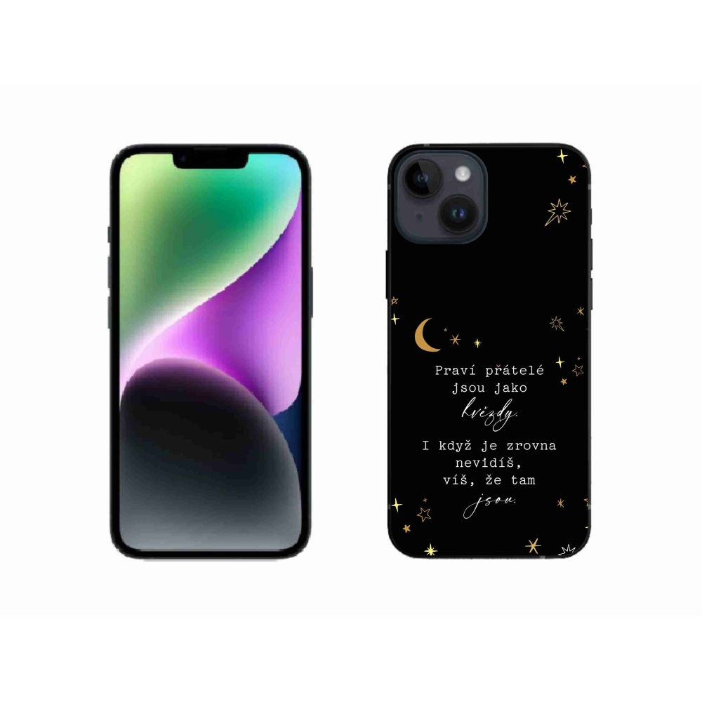 Gélový kryt mmCase na iPhone 14 - citát 6 čierne pozadie