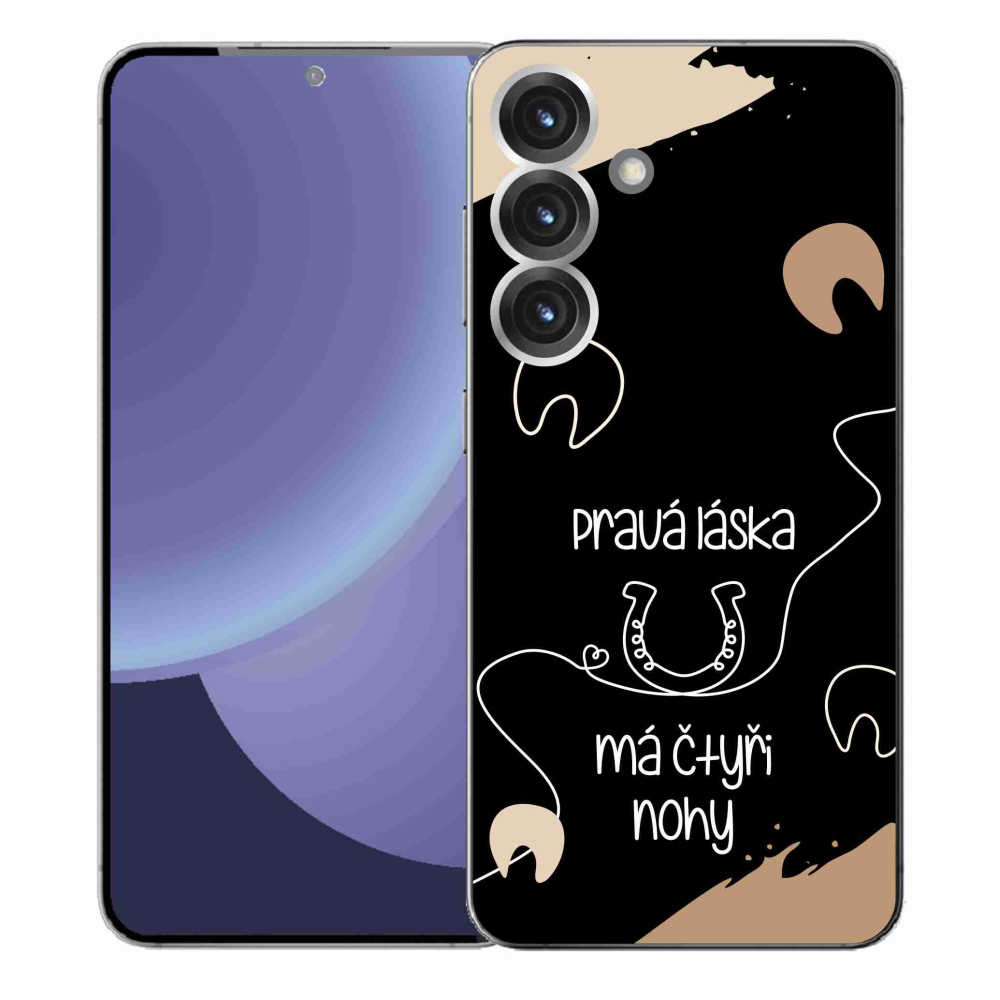 Gélový kryt mmCase na Samsung Galaxy S25+ - konský motív čierne pozadie