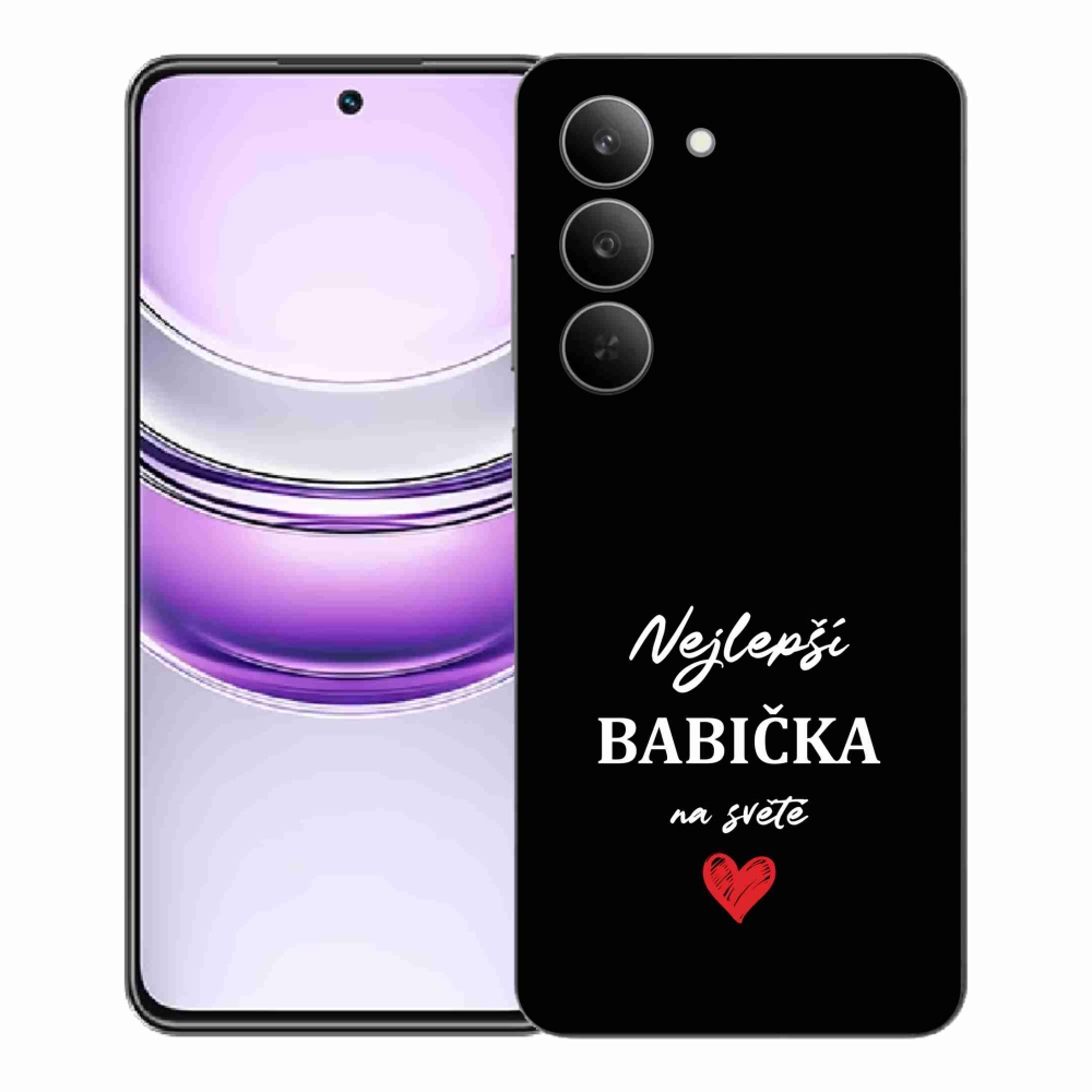 Gélový kryt mmCase na Realme 14x 5G - najlepšia babička 1 čierne pozadie