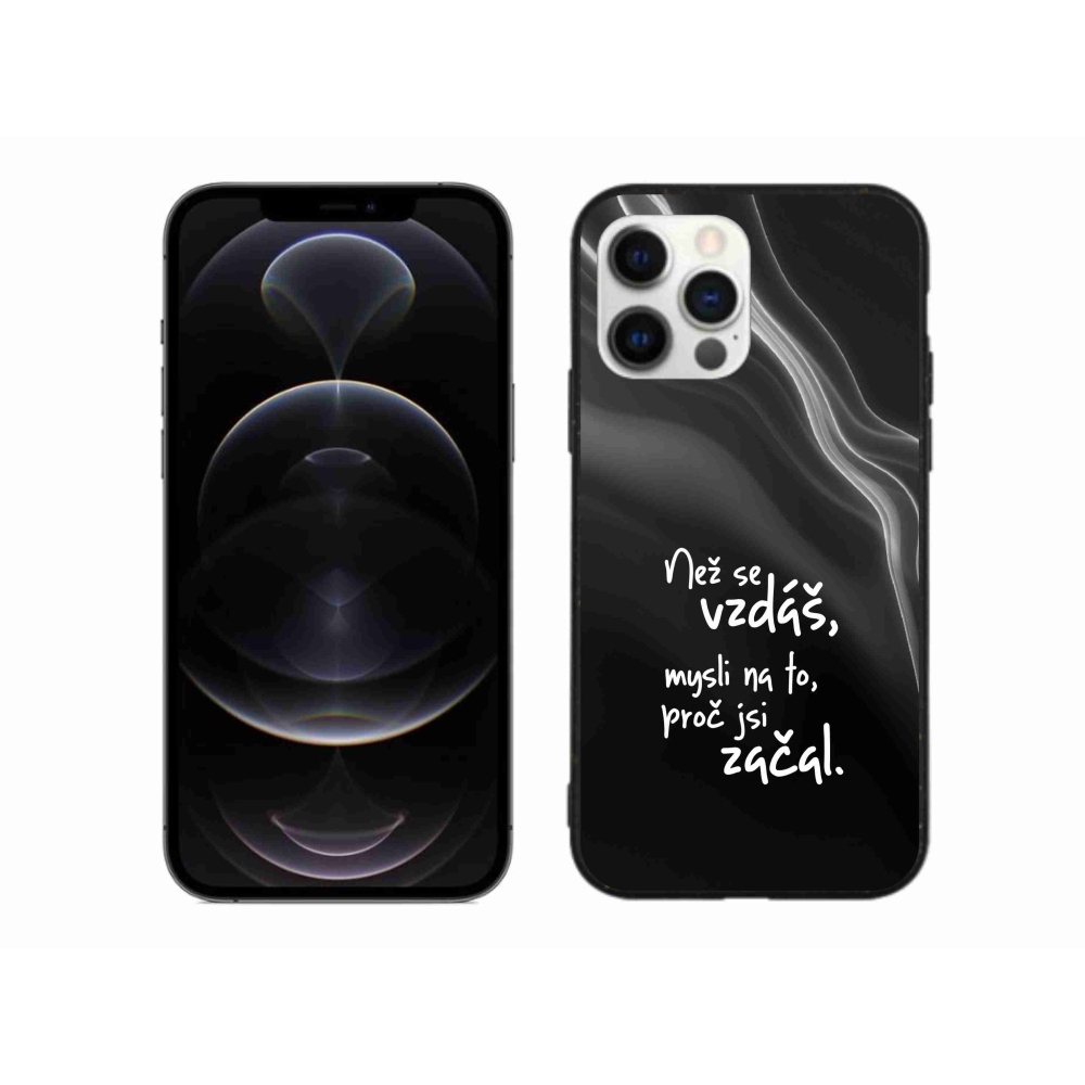 Gélový kryt mmCase na iPhone 12 Pro Max - citát 2 čierne pozadie