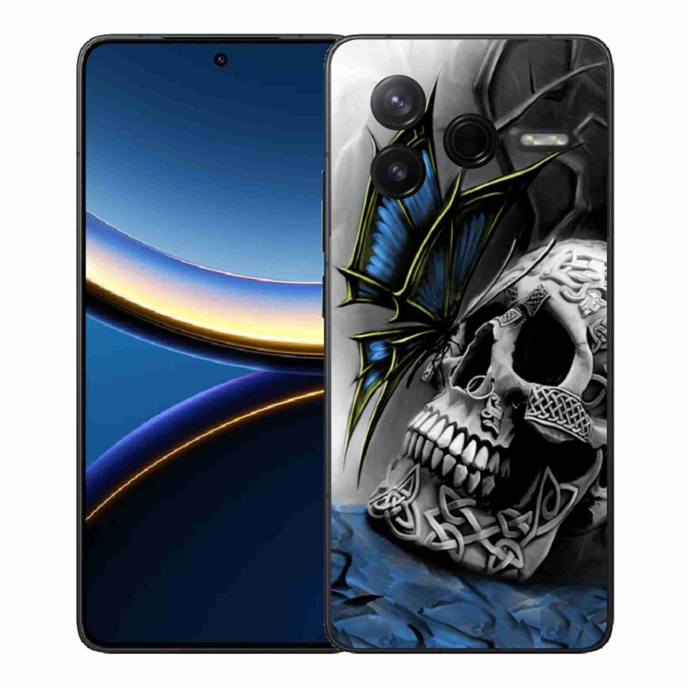 Gélový kryt mmCase na Xiaomi Poco F7 Pro - motýľ a lebka