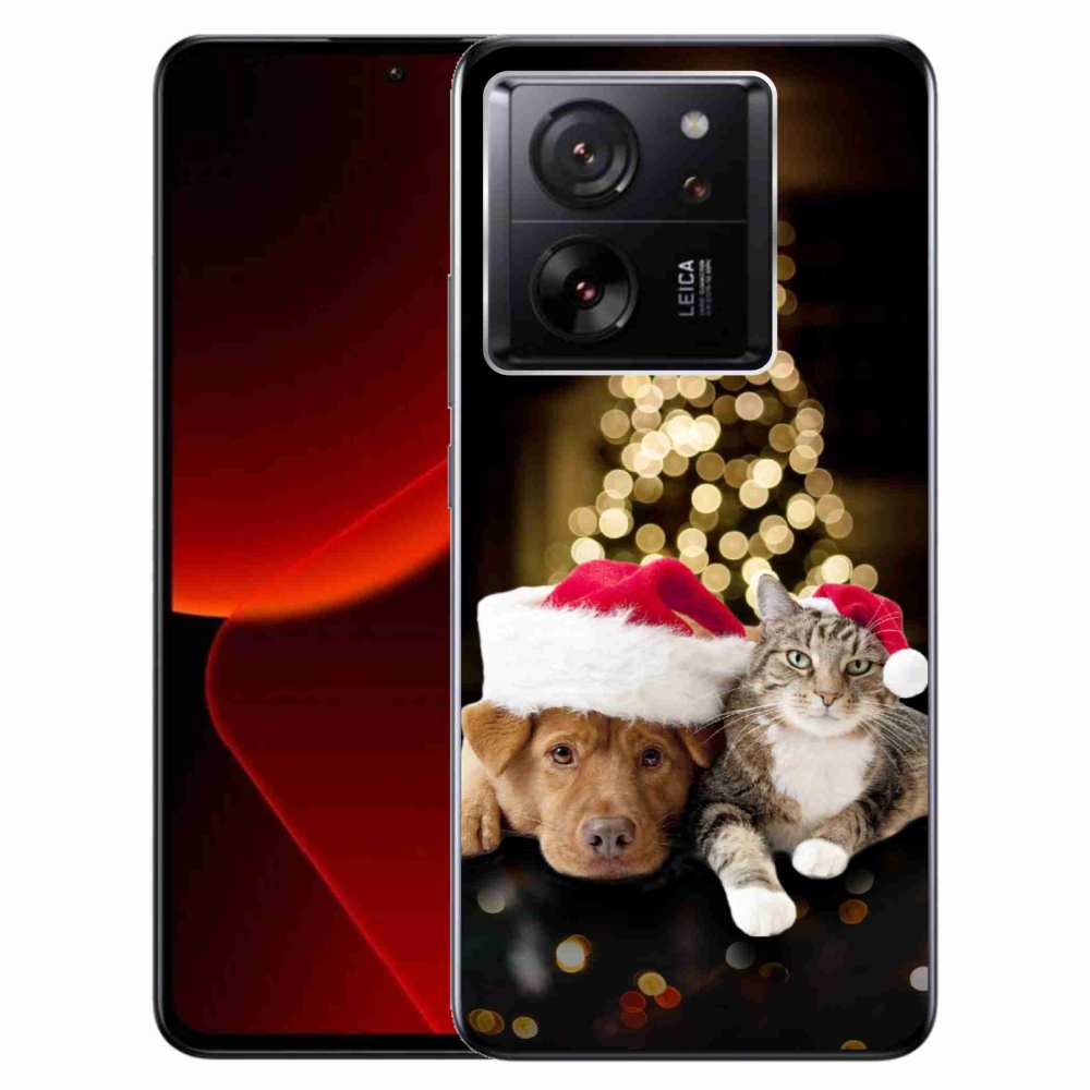 Gélový kryt mmCase na Xiaomi 13T/13T Pro - vianočný pes a mačka