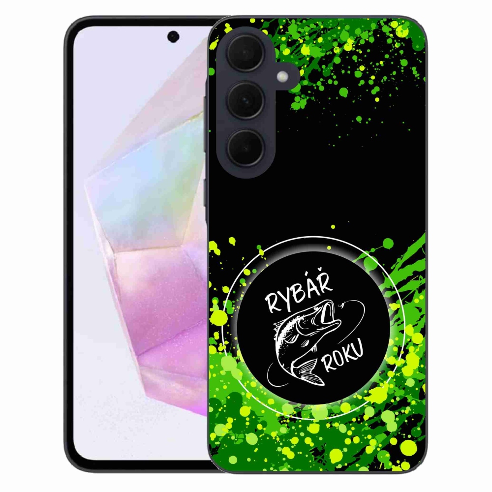 Gélový kryt mmCase na Samsung Galaxy A35 5G - rybár roka čierne pozadie