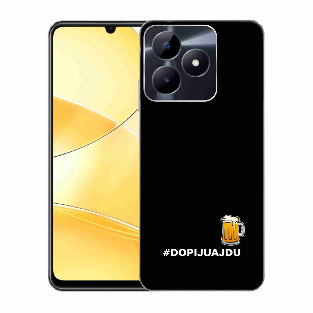 Gélový kryt mmCase na Realme C51/C53 - pivný motív 1 čierne pozadie