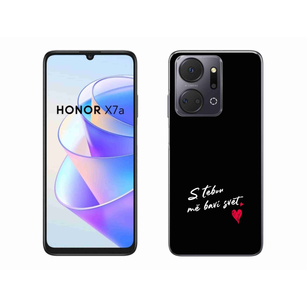 Gélový kryt mmCase na Honor X7a - zamilovaný text 1 čierne pozadie