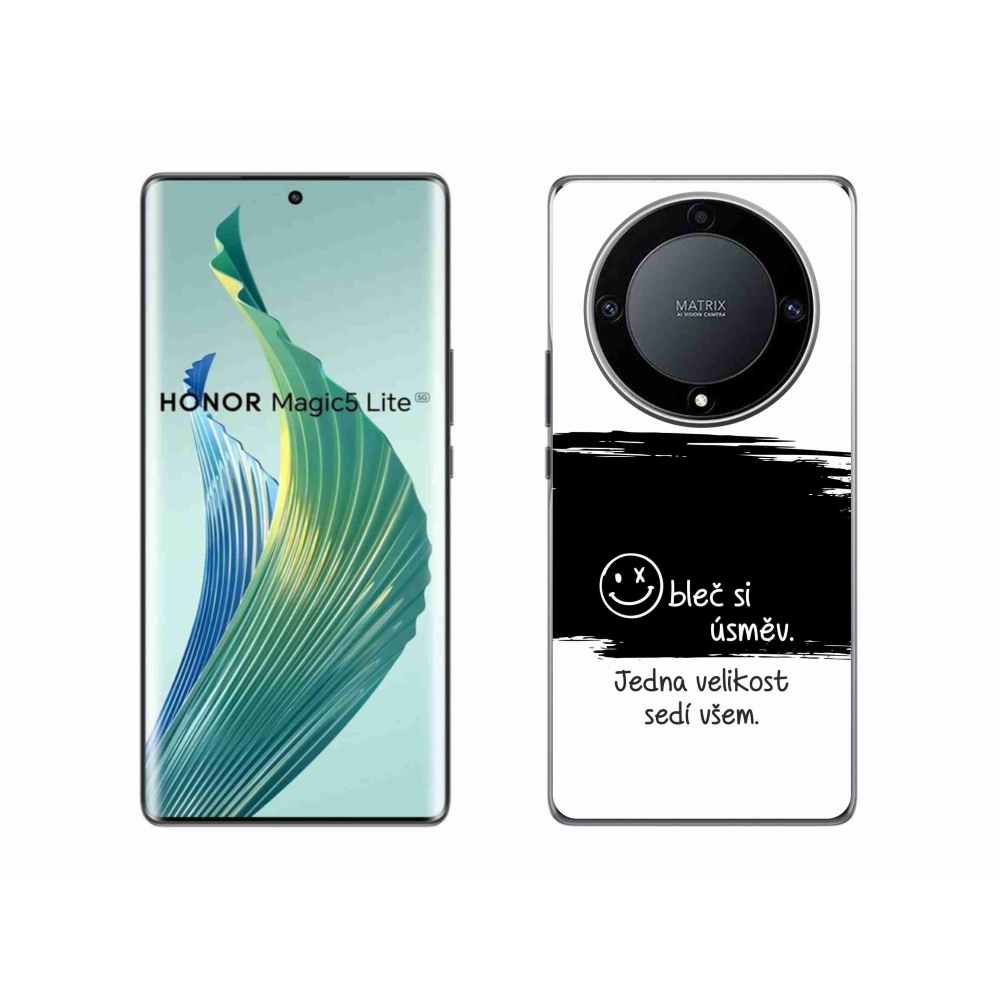 Gélový kryt mmCase na Honor Magic 5 Lite 5G - vtipný text 8 čiernobiele pozadie