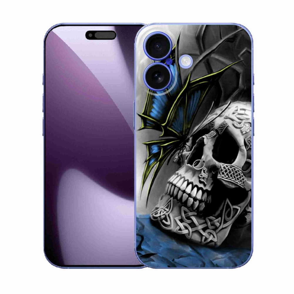Gélový kryt mmCase na iPhone 17 - motýľ a lebka