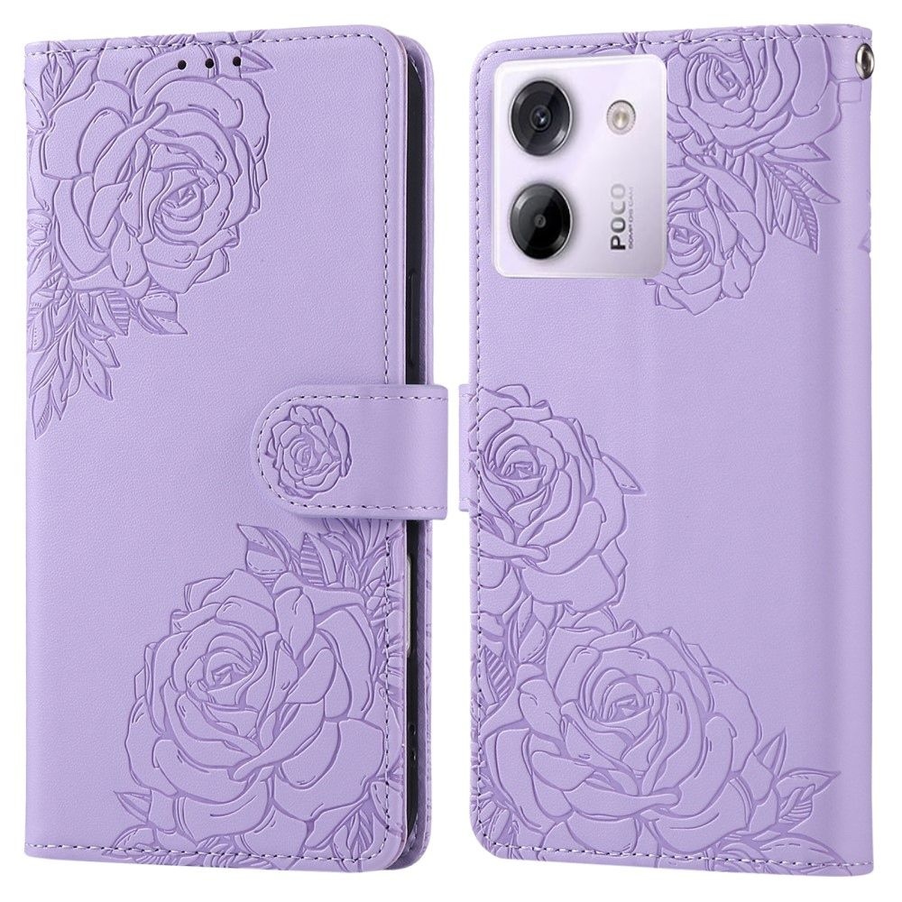 Rose knižkové púzdro na Xiaomi Poco M7 Pro 5G/Note 14 5G - svetlofialové