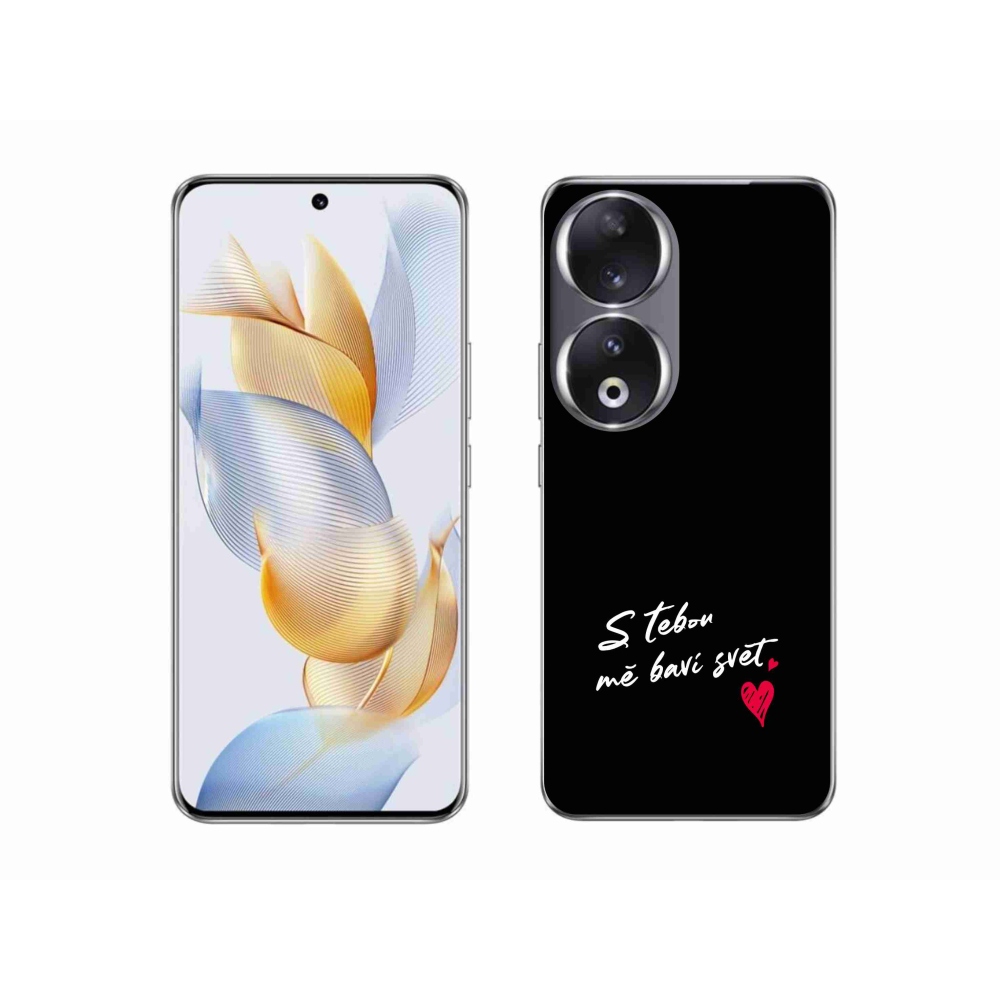 Gélový kryt mmCase na Honor 90 - zamilovaný text 1 čierne pozadie