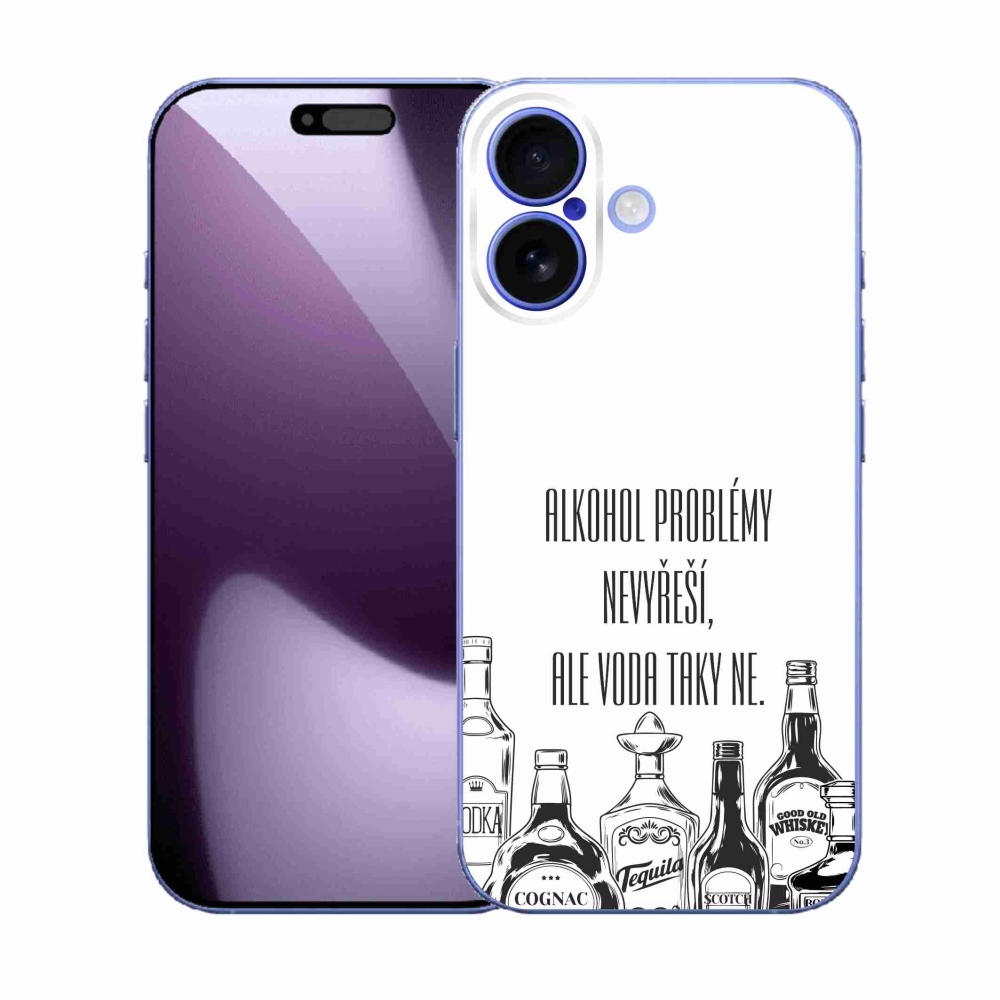 Gélový kryt mmCase na iPhone 17 - vtipný text biele pozadie
