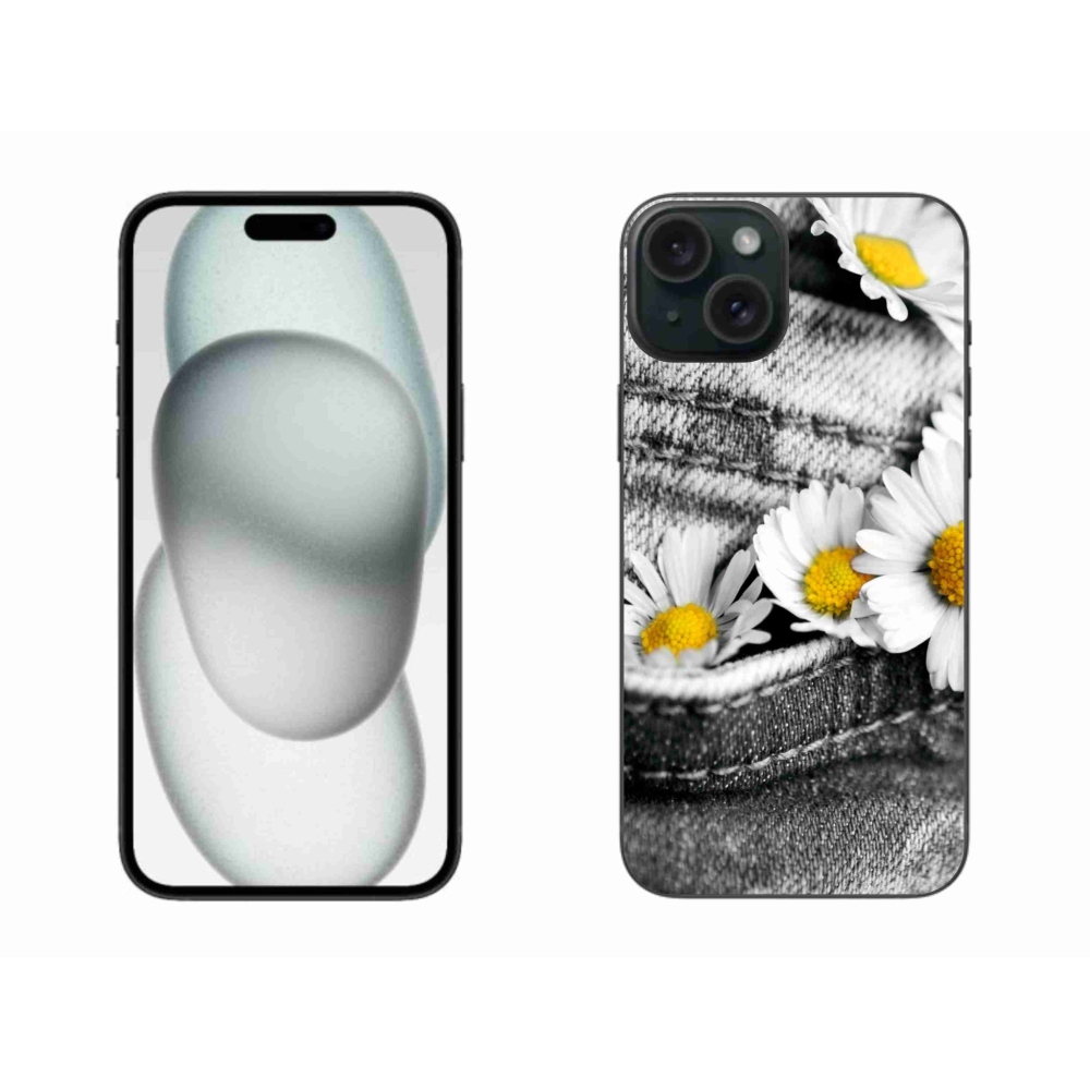 Gélový obal mmCase na iPhone 15 Plus - margarétky