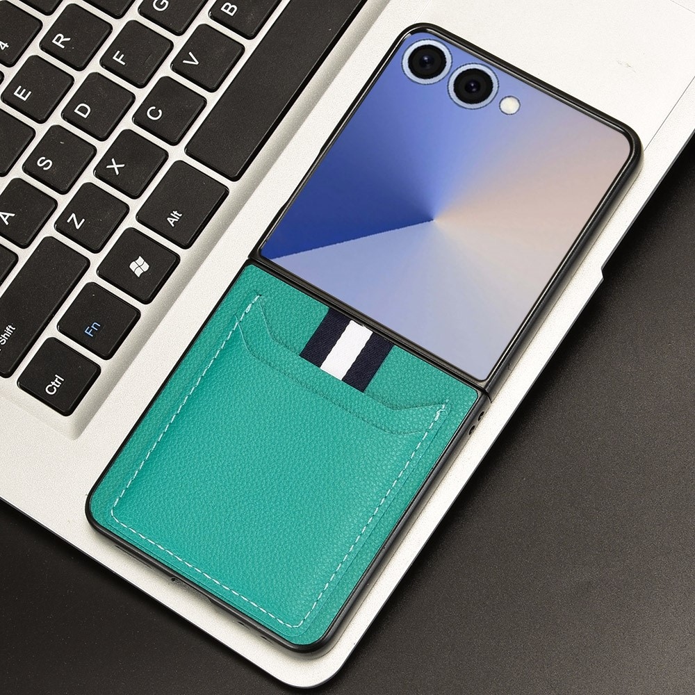 Combi plastový kryt s umelou kožou na Samsung Galaxy Z Flip7 5G - zelený