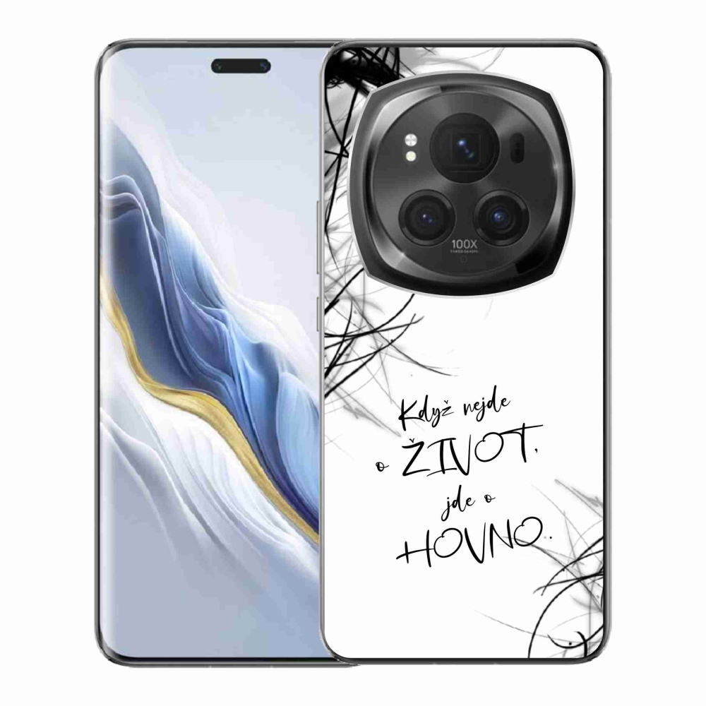 Gélový kryt mmCase na Honor Magic 6 Pro 5G - vtipný text 16 biele pozadie