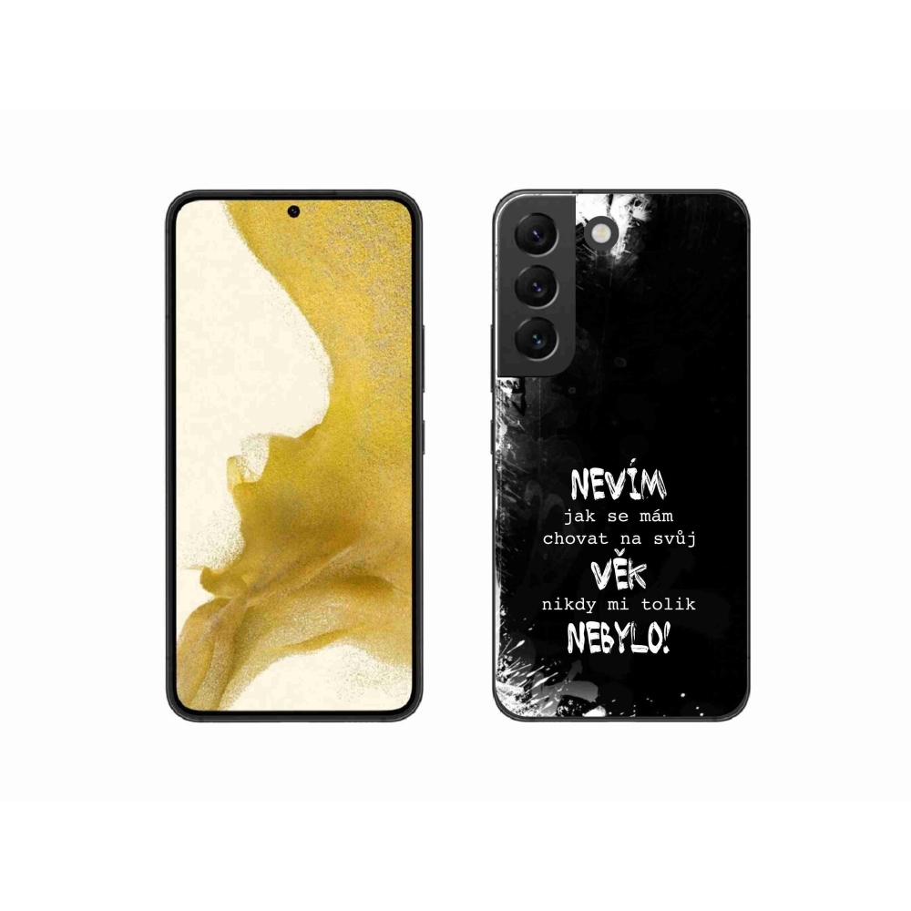 Gélový kryt mmCase na Samsung Galaxy S22 5G - vtipný text 14 čierne pozadie