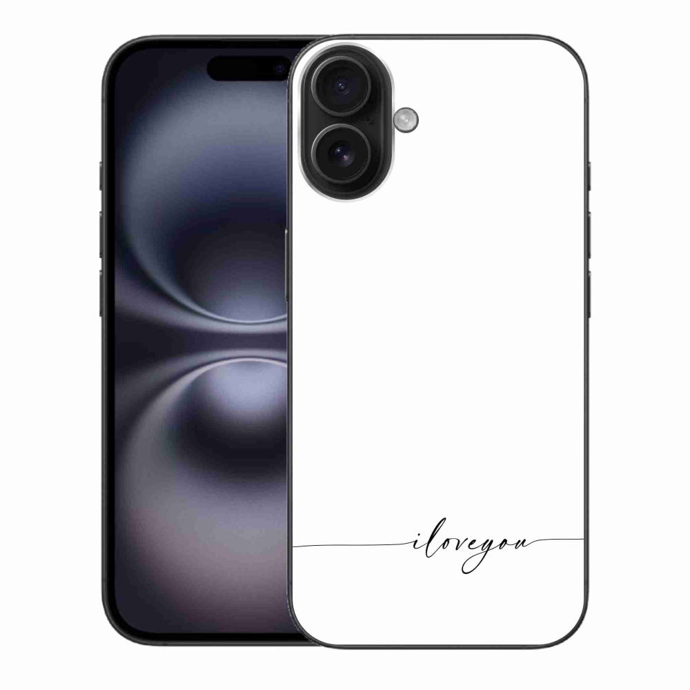 Gélový kryt mmCase na iPhone 16 Plus - I love you biele pozadie