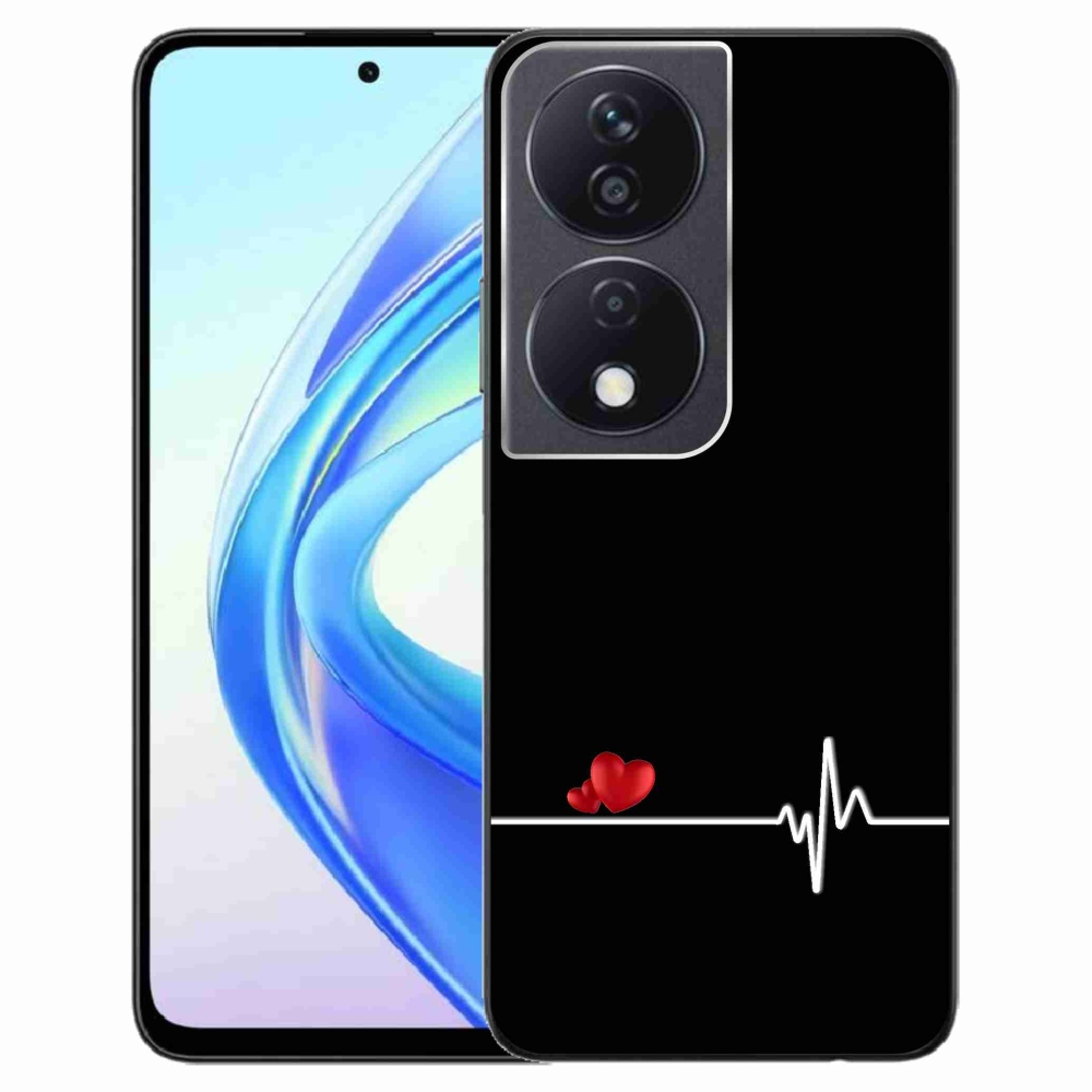 Gélový kryt mmCase na Honor X7b/Honor 90 Smart - srdce a tep čierne pozadie