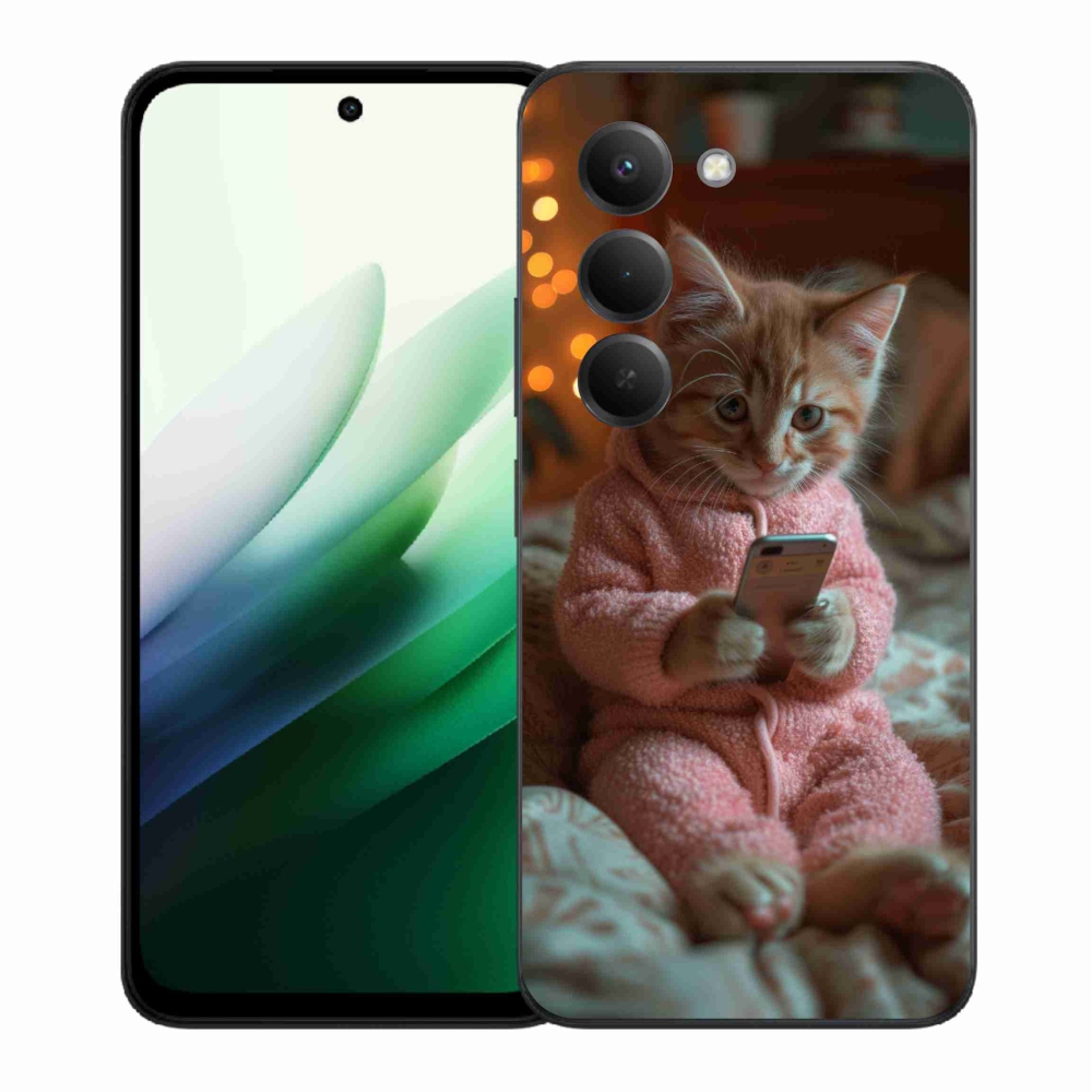 Gélový kryt mmCase na Xiaomi Redmi 15 5G (169mm) - mačiatko s mobilom